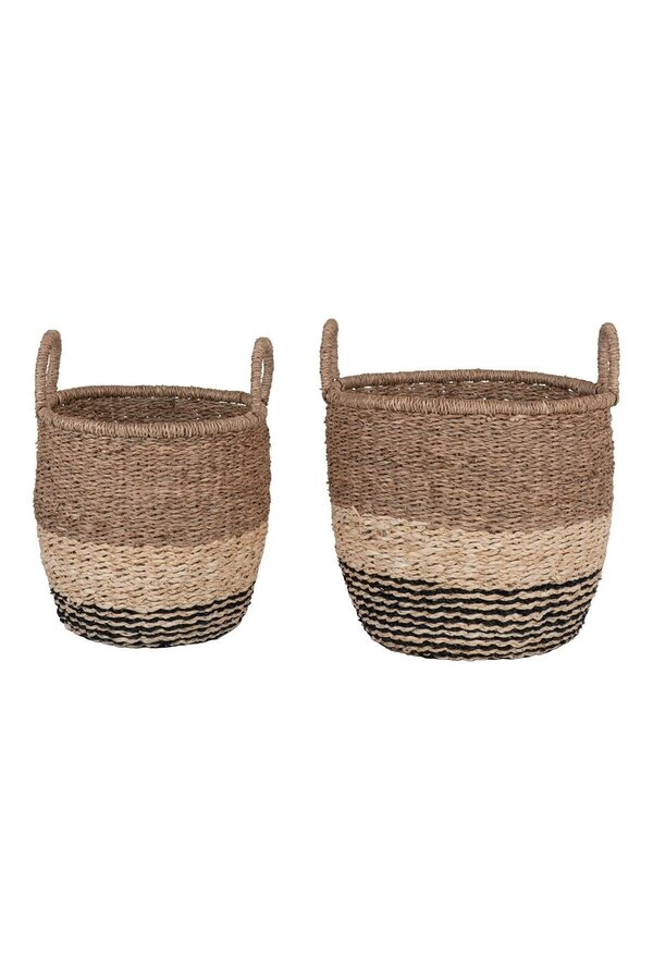 Lima Basket - Mand in zeegras, natuur/bruin/zwart, set van 2