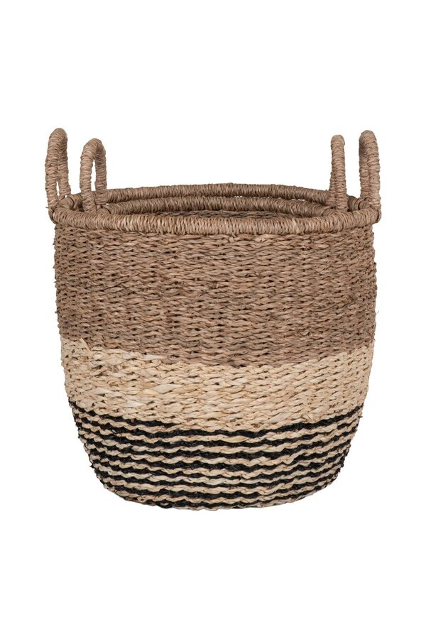 Lima Basket - Mand in zeegras, natuur/bruin/zwart, set van 2