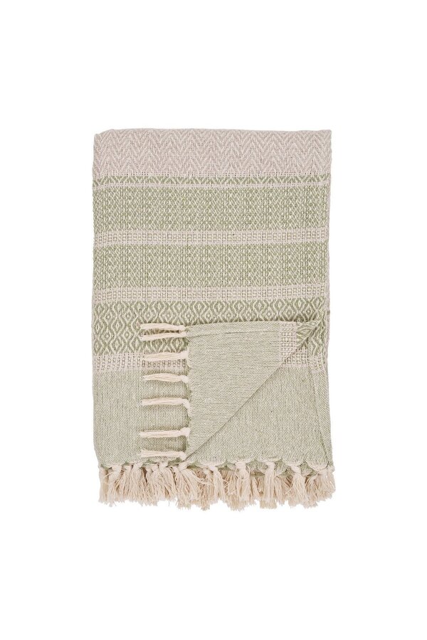 Manisa Plaid - Groen/Beige, Katoen, Polyester, 130x180 cm