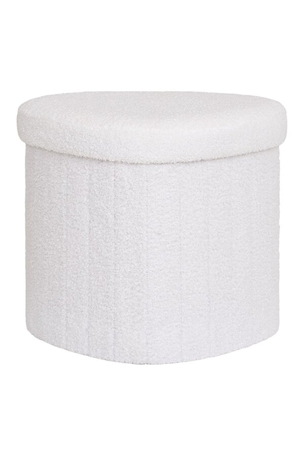 Medford Pouf - Wit, polyester/schuim/multiplex, 36,5x42.5x37,5 cm