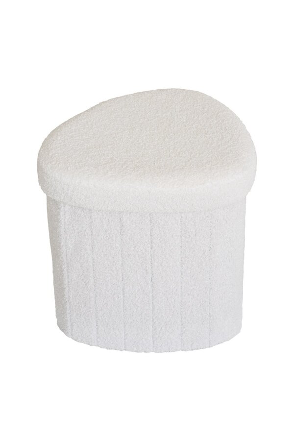 Medford Pouf - Wit, polyester/schuim/multiplex, 36,5x42.5x37,5 cm