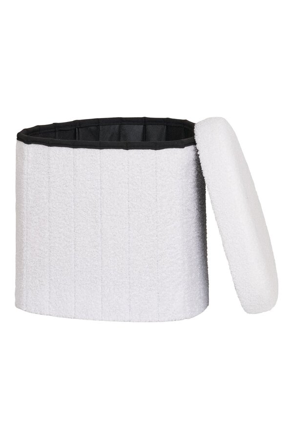 Medford Pouf - Wit, polyester/schuim/multiplex, 36,5x42.5x37,5 cm