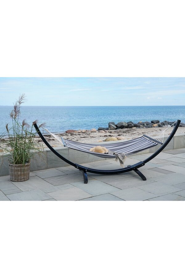 Tripoli Hangmat - Grijs/Zwart, Polyester/Katoen, Lariks, 320x120x120cm