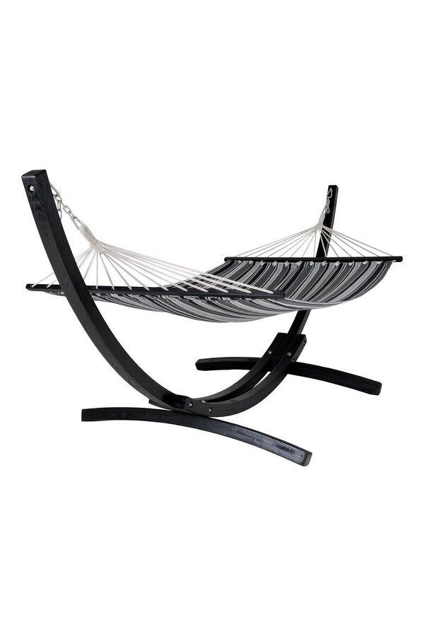 Tripoli Hangmat - Grijs/Zwart, Polyester/Katoen, Lariks, 320x120x120cm
