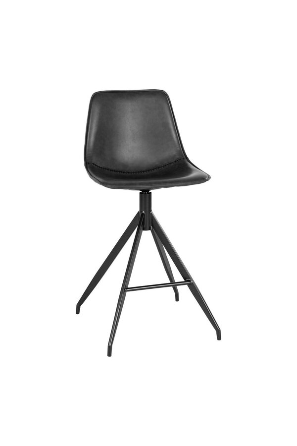 Monaco Counter Chair - Zwart, PU, ​​zwarte metalen poten, 51x44x96cm - set van 2
