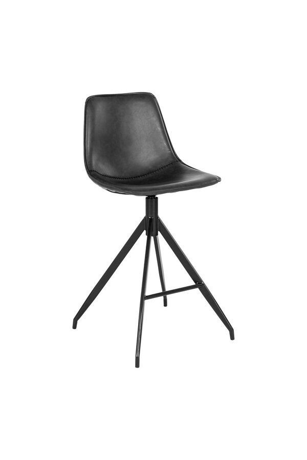 Monaco Counter Chair - Zwart, PU, ​​zwarte metalen poten, 51x44x96cm - set van 2