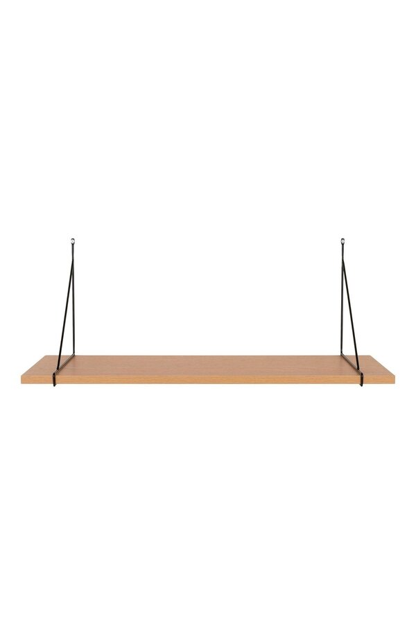 Chiba Wandplank - Wandplank, essenfineer, zwart stalen frame, 80x29 cm