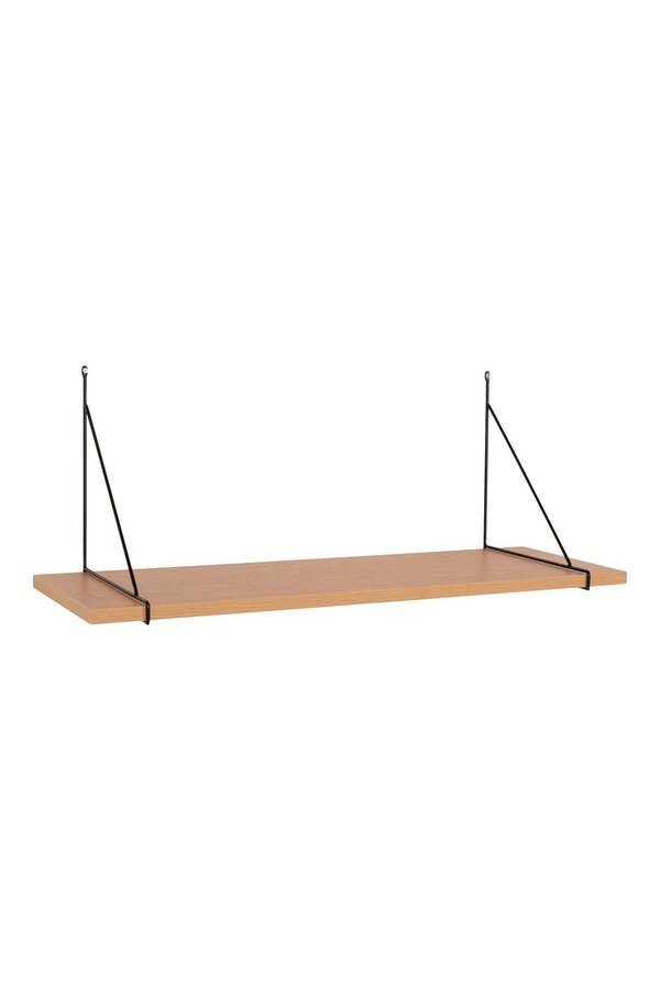 Chiba Wandplank - Wandplank, essenfineer, zwart stalen frame, 80x29 cm