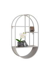 Feira Wandplank - Wandplank, ovaal, staal, koel grijs, 35x15x60 cm