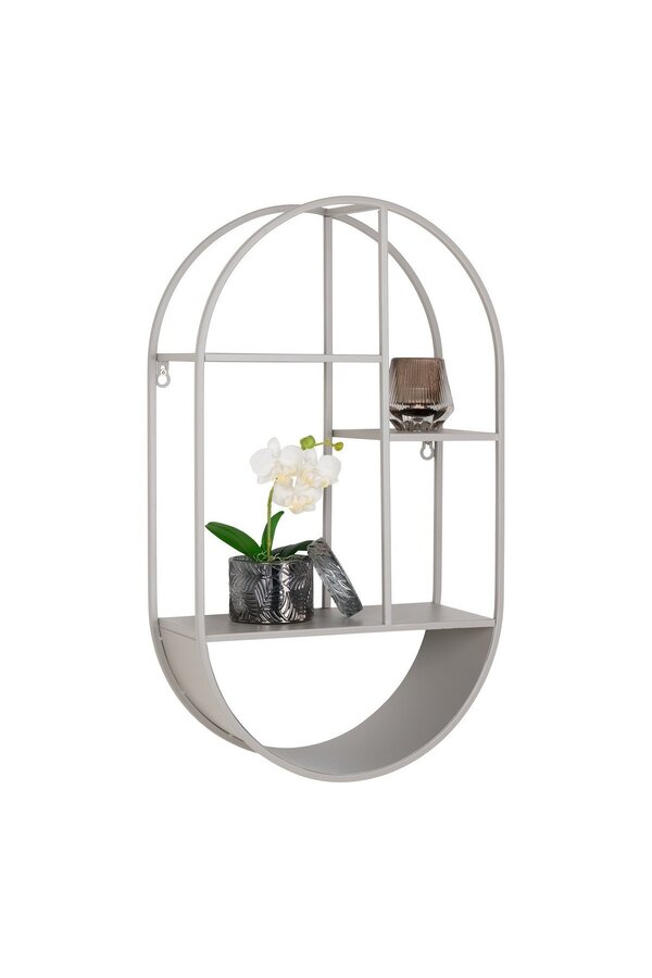 Feira Wandplank - Wandplank, ovaal, staal, koel grijs, 35x15x60 cm