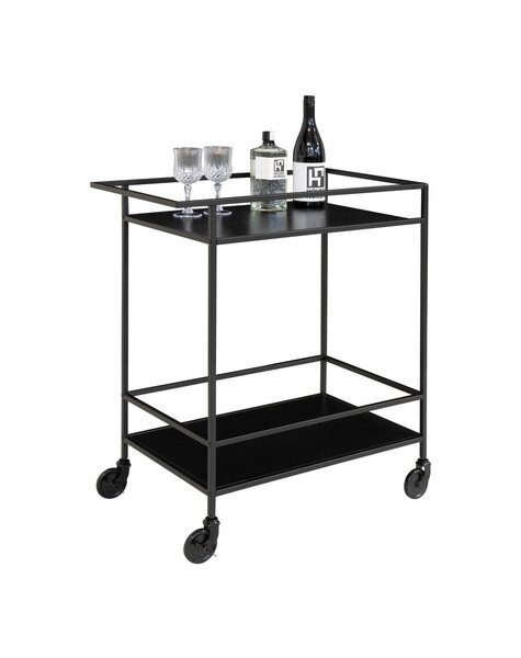 Vita Bar Trolley - zwart, staal, 68x40x79cm