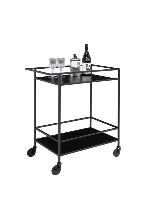 Vita Bar Trolley - zwart, staal, 68x40x79cm