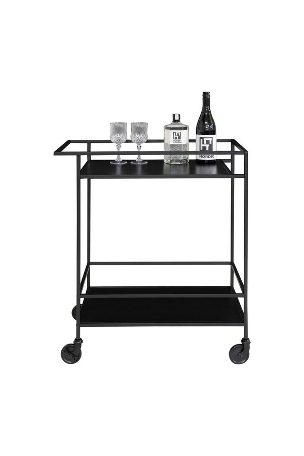 Vita Bar Trolley - zwart, staal, 68x40x79cm