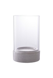 Hurricane Candle Holder - Grijs keramisch/glas, 16x16x25,5 cm
