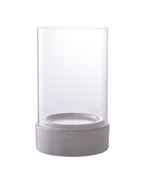 Hurricane Candle Holder - Grijs keramisch/glas, 16x16x25,5 cm