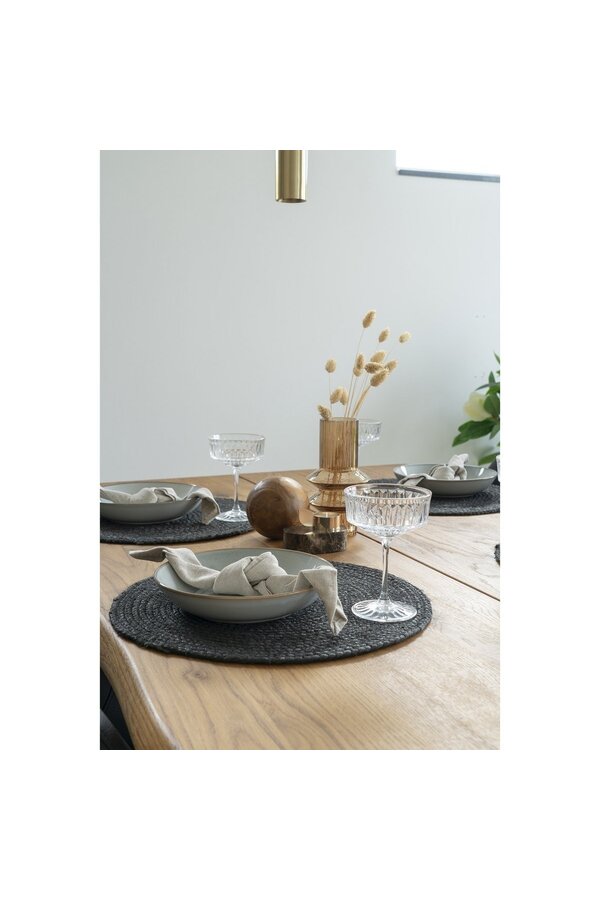 Bombay Placemat - Donkergrijs, Jute, Ø38cm - Set van 4