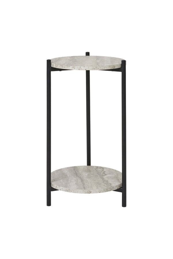 Leuven Bijzettafel - Zwart/Beige, Staal, MDF, Ø27x46cm