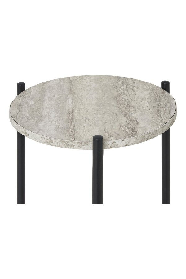 Leuven Bijzettafel - Zwart/Beige, Staal, MDF, Ø27x46cm