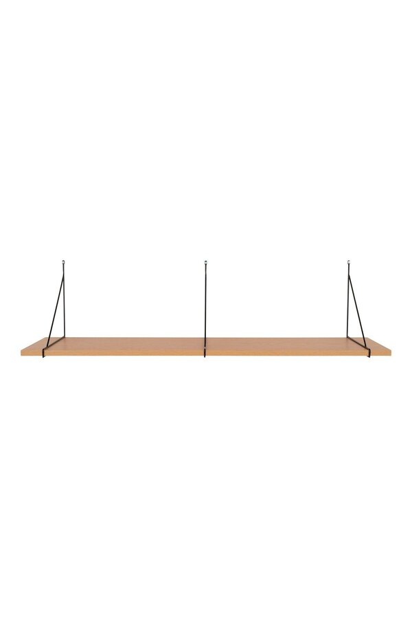Chiba Wandplank - Wandplank, essenfineer, zwart stalen frame, 120x29 cm