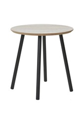 Aalst Bijzettafel - Staal, MDF, Zwart, Beige - Ø40x40 cm