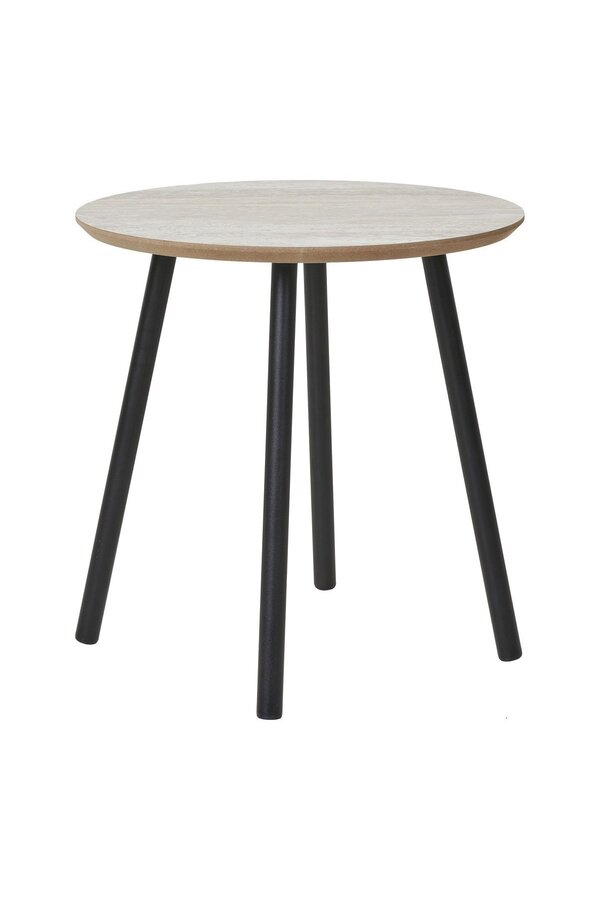 Aalst Bijzettafel - Staal, MDF, Zwart, Beige - Ø40x40 cm