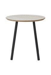 Aalst Bijzettafel - Staal, MDF, Zwart, Beige - Ø40x40 cm