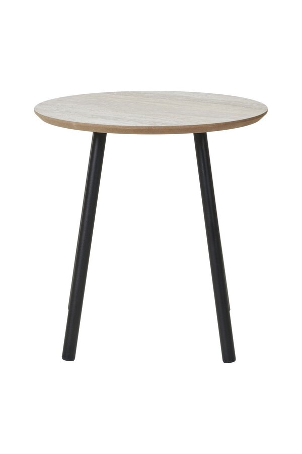 Aalst Bijzettafel - Staal, MDF, Zwart, Beige - Ø40x40 cm