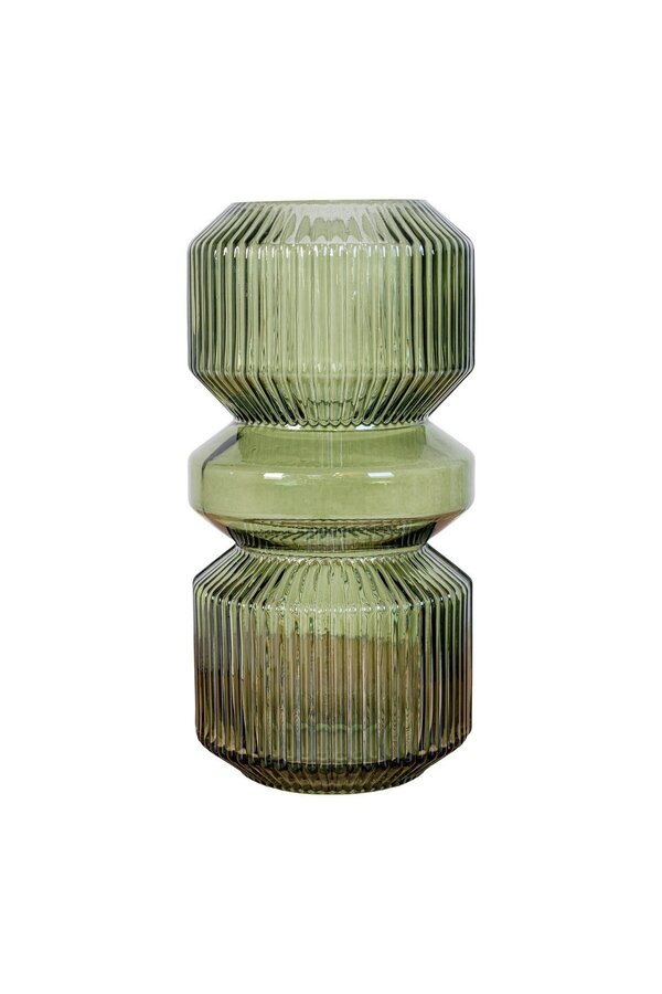 Vaas - Groen, Glas, Ø12x25 cm