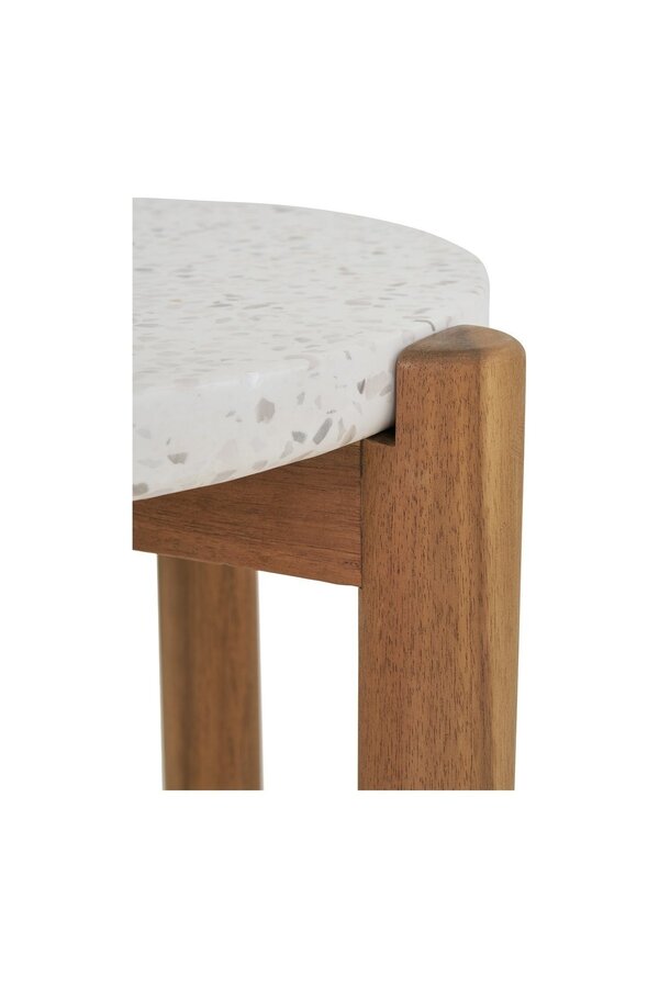 Terracina Bijzettafel - Natuurlijk/Wit, Acacia/Terrazzo, ø37x46 cm