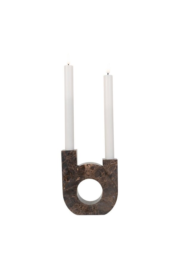 Kaarshouder - Marmer, Bruin, 12x3,5x14cm