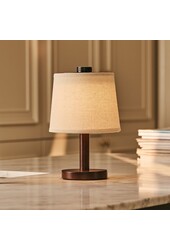 Rover donkerbruine houten lamp – oplaadbare, draadloze en dimbare lampenkap