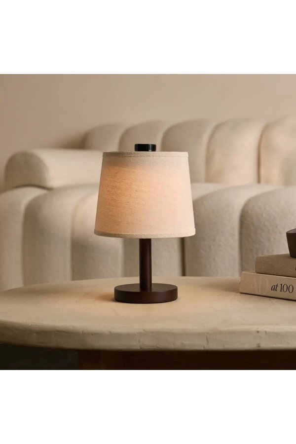Rover donkerbruine houten lamp – oplaadbare, draadloze en dimbare lampenkap