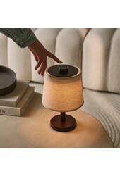 Rover donkerbruine houten lamp – oplaadbare, draadloze en dimbare lampenkap