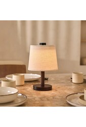 Rover donkerbruine houten lamp – oplaadbare, draadloze en dimbare lampenkap