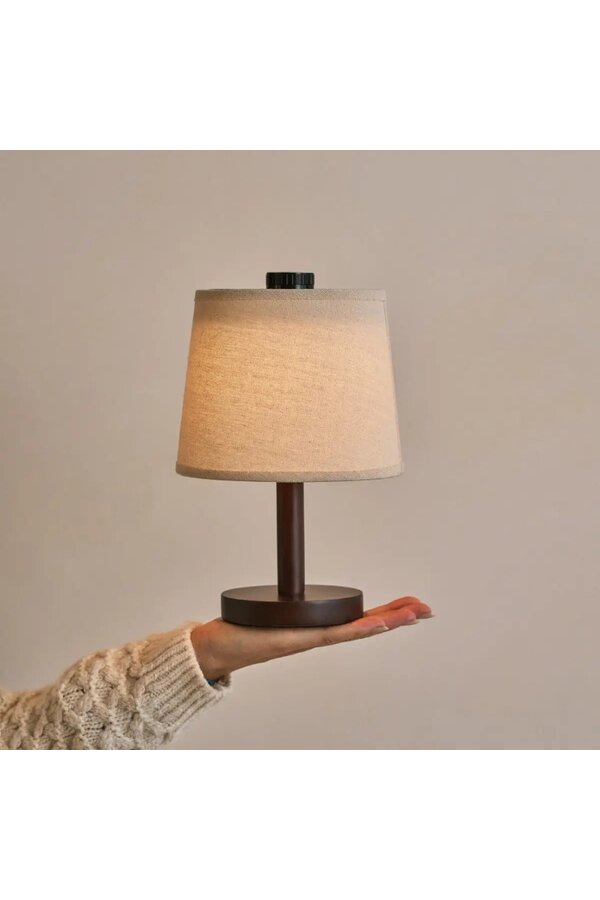Rover donkerbruine houten lamp – oplaadbare, draadloze en dimbare lampenkap