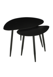 Bijzettafel - Set van 2 - L80 x B60 x H47 cm - Metaal - Zwart