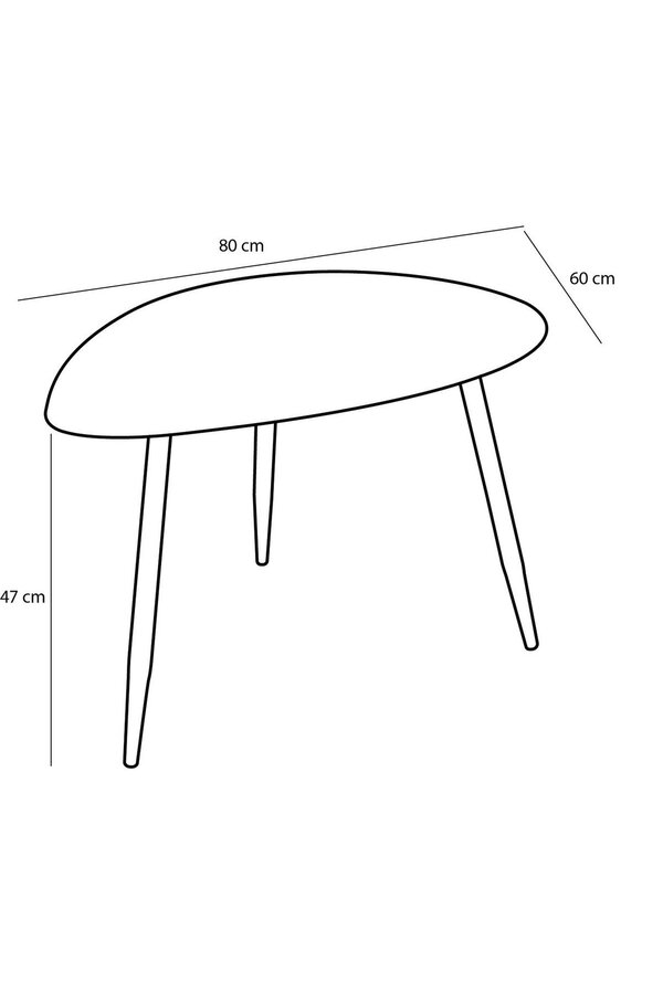 Bijzettafel - Set van 2 - L80 x B60 x H47 cm - Metaal - Zwart