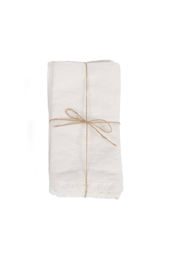 La serviette en lin - Blanc - Lot de 4