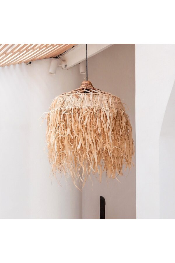 Bastlampe mit langen Fransen | Lampenschirm | Pendelleuchte KAWI (2 Größen)