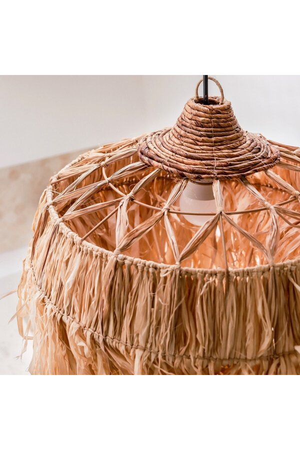 Bastlampe mit langen Fransen | Lampenschirm | Pendelleuchte KAWI (2 Größen)