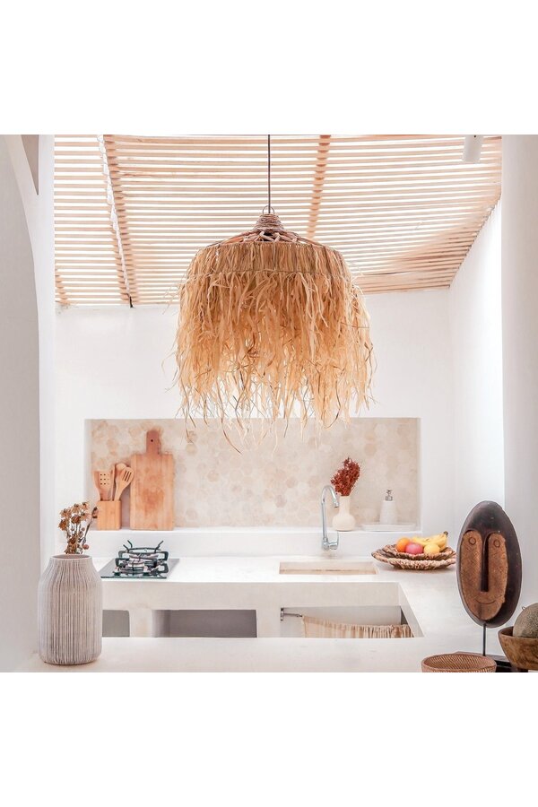 Bastlampe mit langen Fransen | Lampenschirm | Pendelleuchte KAWI (2 Größen)