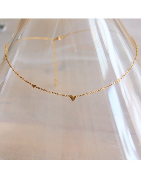 Feine Halskette aus Edelstahl mit 3 Mini-Herzen – Gold