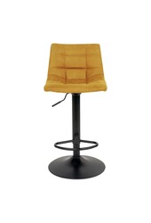 Chaise de bar Middelfart - Velours Jaune Moutarde avec Pieds Noirs - lot de 2