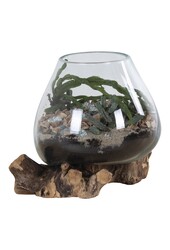 San Marino Waterdrop - Natural, Teakwood/Glass/Steel, 18x20x20 cm
