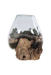San Marino Waterdrop - Natural, Teakwood/Glass/Steel, 18x20x20 cm