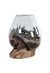 San Marino Waterdrop - Natural, Teakwood/Glass/Steel, 18x20x20 cm