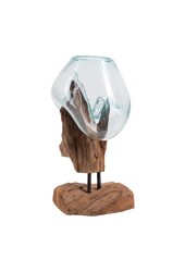 San Marino Waterdrop - Natural, Teakwood/Glass/Steel, 18x15x25 cm