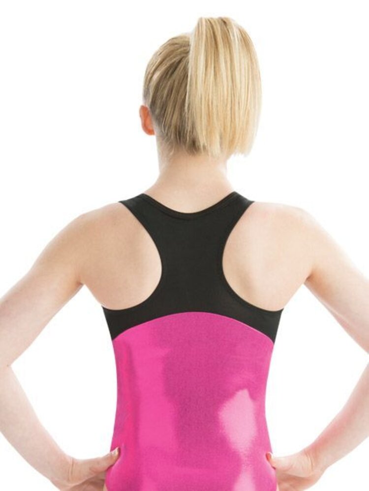 GK Tank Leotard Black Techmesh-Berry Mystique