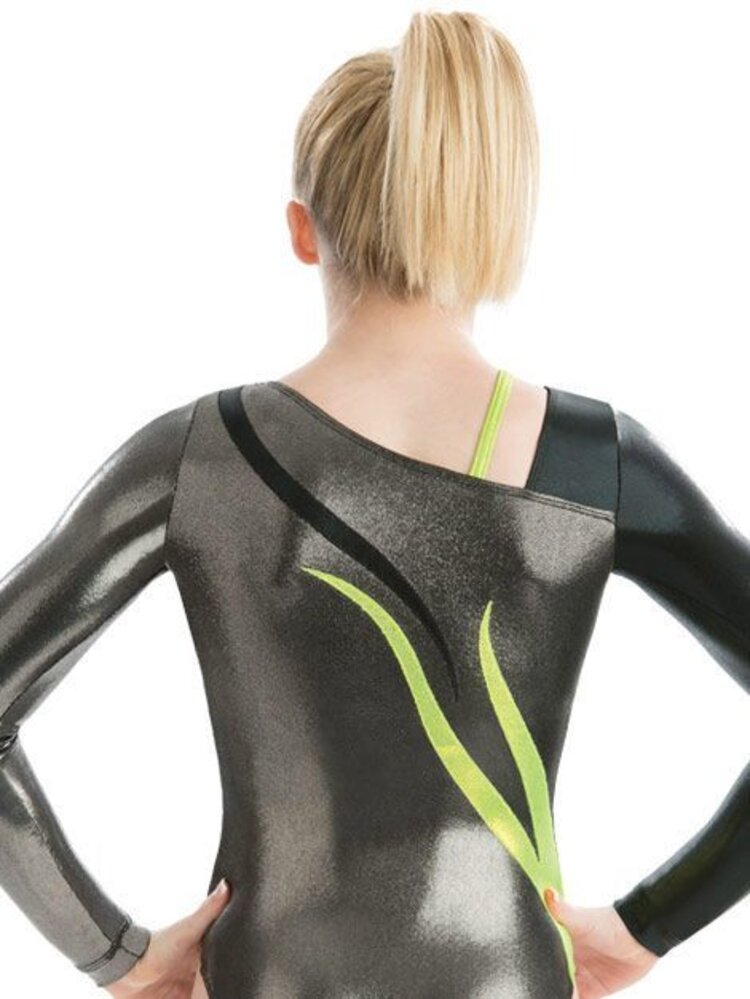 GK Charcoal Flash Long Sleeve Leotard
