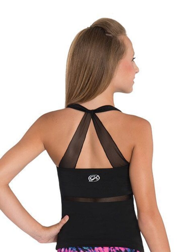 GK Cheerleading Black Mesh Accent Cheer Top